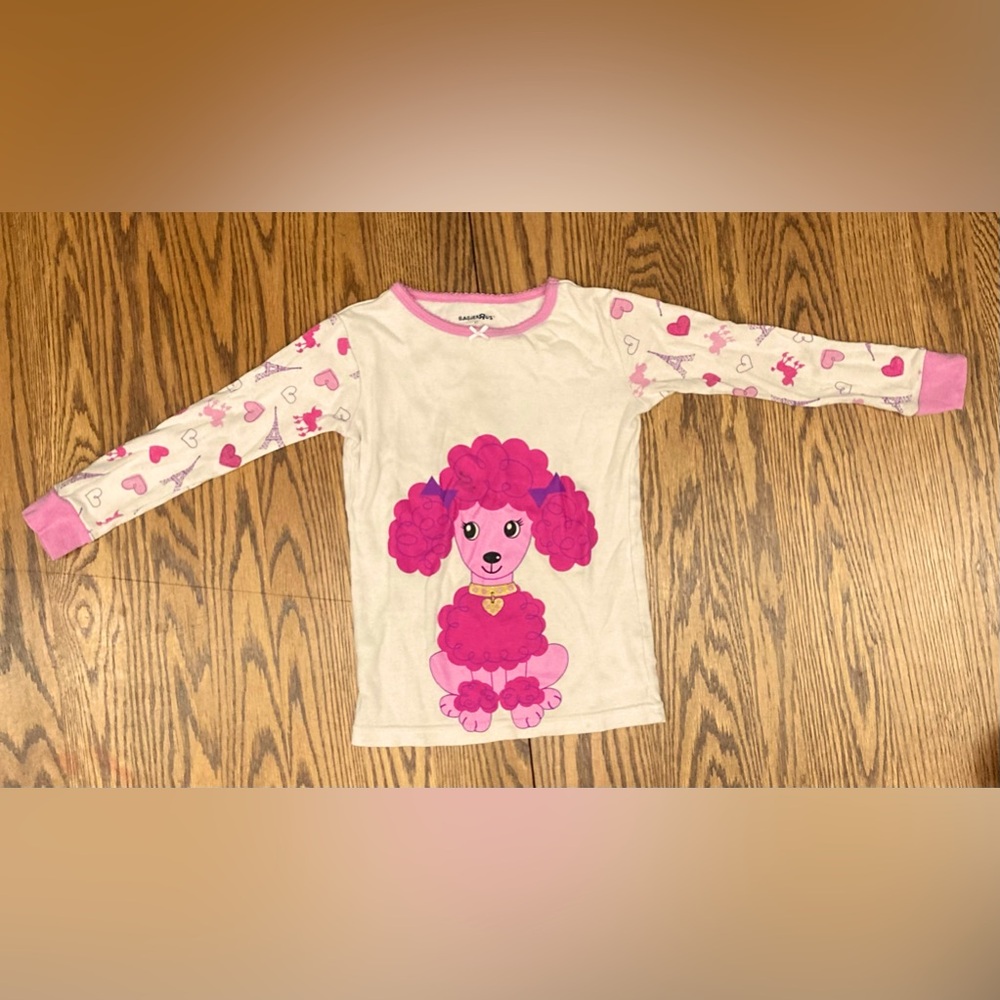 🐩💕BABIES-R-US💕🐩 longsleeve shirt 100%cotton sz 4Tpink poodle front/backGUC🎀